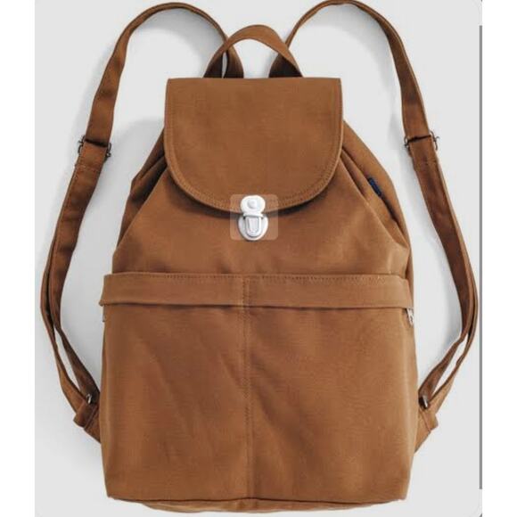 BAGGU Handbags - Baggu Cotton Canvas Drawstring Backpack Rucksack in Chestnut Minimalist Preppy